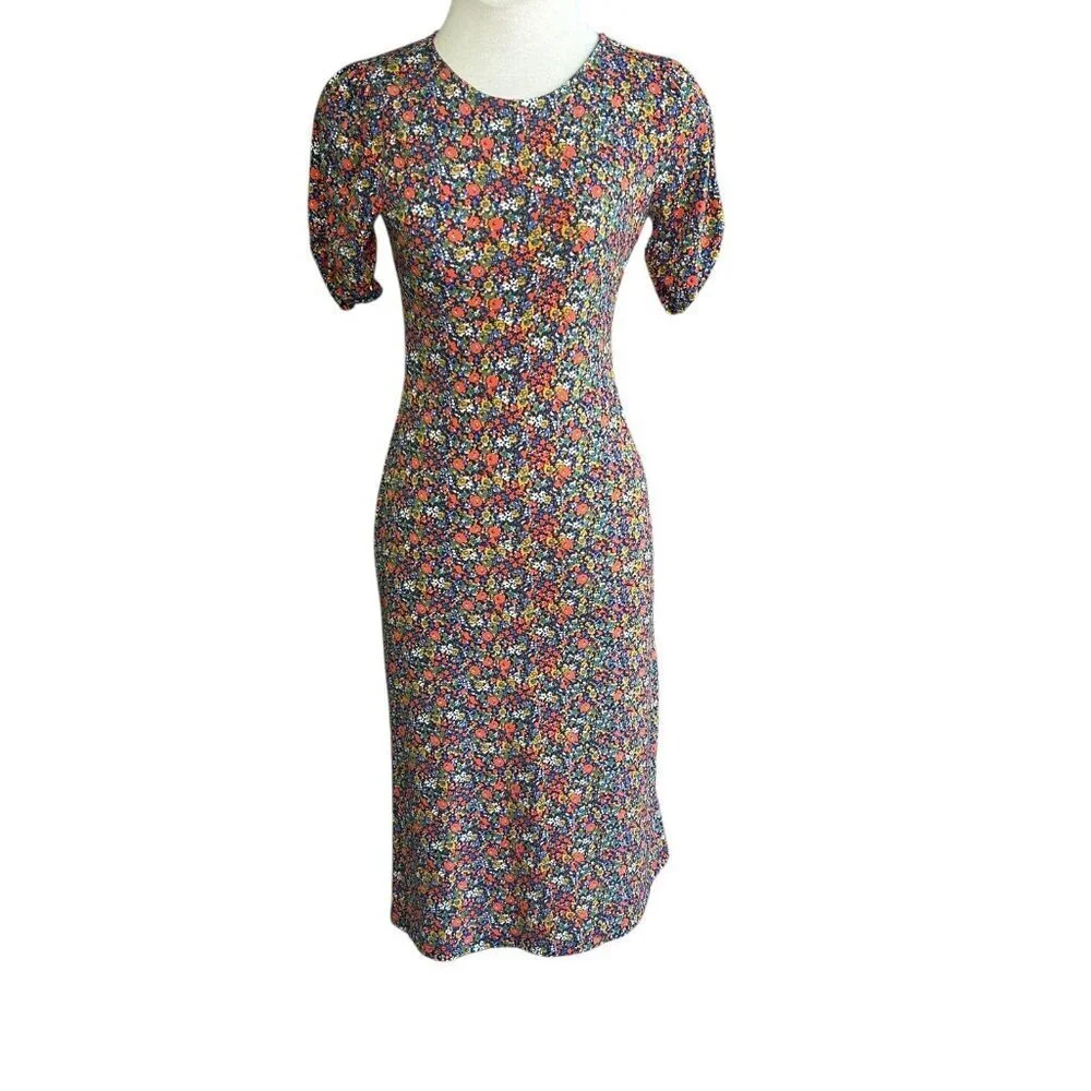 All in Favor Prairie Floral Lightweight Knit Cottagecore Short Sleeve Dress
